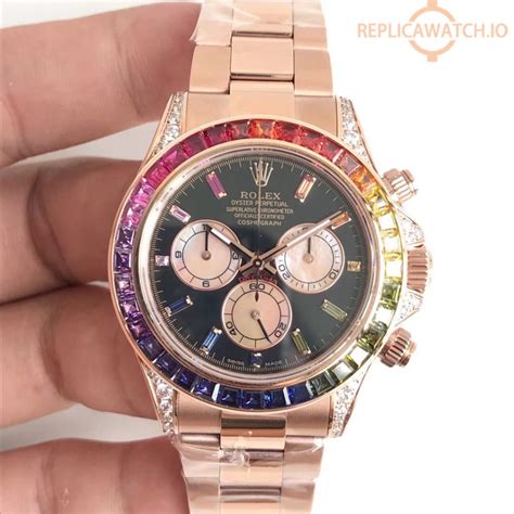 rolex daytona rainbow white face replica|rolex daytona 116595rbow.